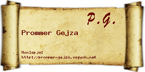 Prommer Gejza névjegykártya